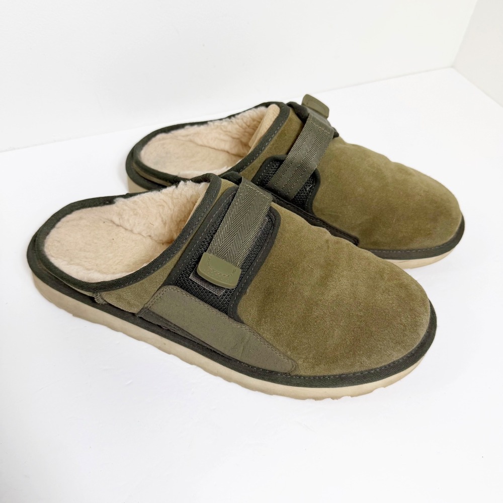 UGG Dune Slip On Men Size 13 Burnt Olive Suede Sheepskin Lined Slippers